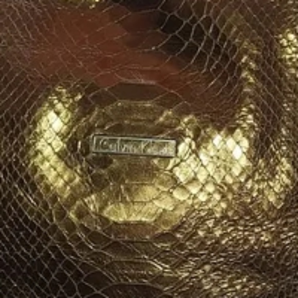 Calvin Klein Snakeskin Metallic Leather Handbag - Picture 2 of 6